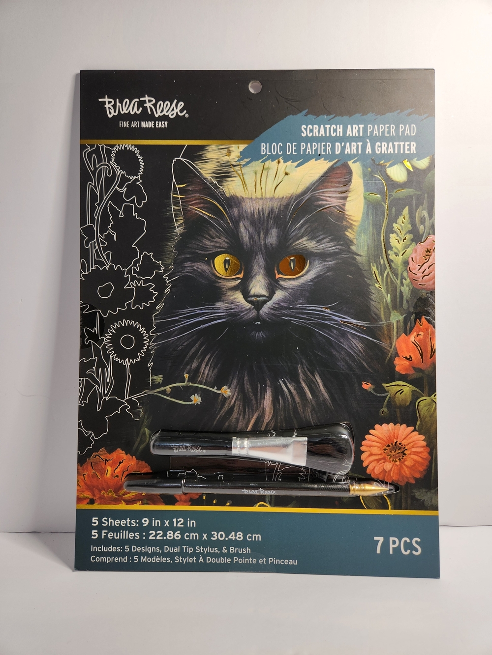 Black Cat Scratch Art Pad - Halloween Forest Friends 7 Piece Set